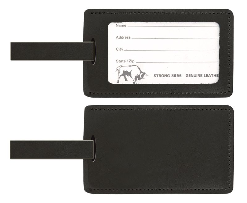 Custom Top Grain Leather Luggage Tag w/Open ID Window (Domestic) - 1