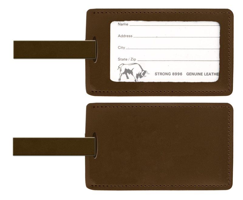 Custom Top Grain Leather Luggage Tag w/Open ID Window (Domestic) - 2