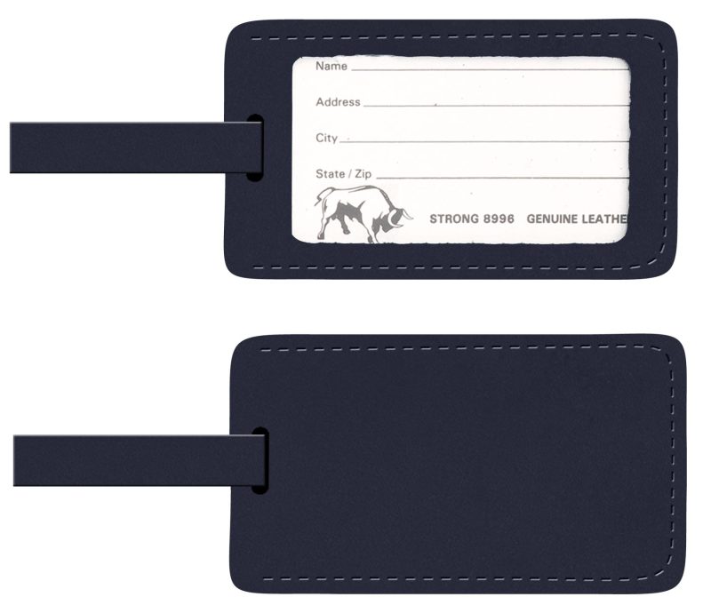 Custom Top Grain Leather Luggage Tag w/Open ID Window (Domestic) - 4