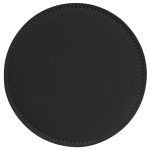 Custom Top Grain Leather Round Coaster w/ Stitching & Vinyl Base (Domestic) - 1