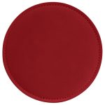 Custom Top Grain Leather Round Coaster w/ Stitching & Vinyl Base (Domestic) - 6
